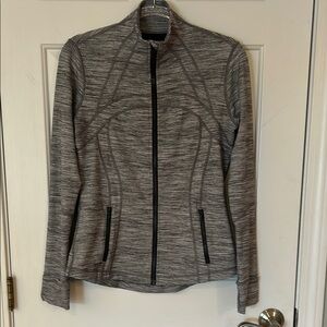 Lululemon Gray Jacket with Stand-Up Collar and Fitted Design